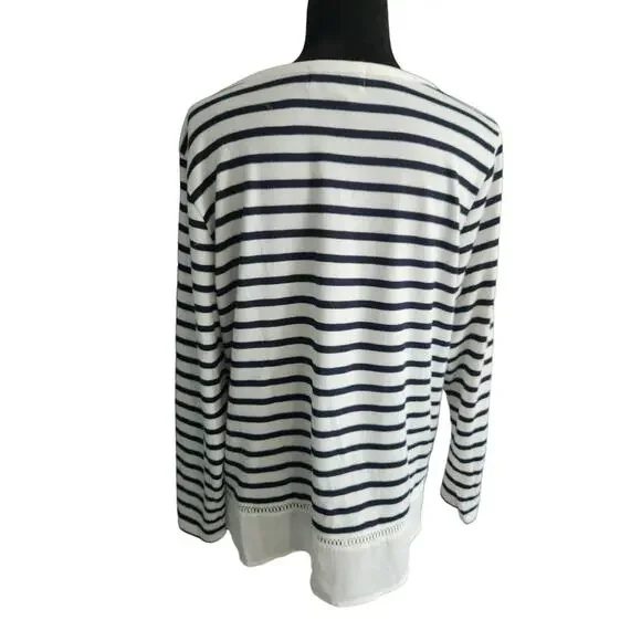 Women’s shirt C.D.DANIELS size L striped long sleeve pullover top Pre-own (fs55) - Picture 3 of 5